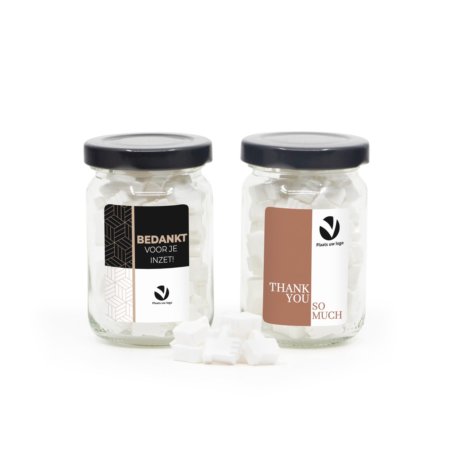 Glazen potje met eigen etiket - Zakelijk - Bedankjes.nl