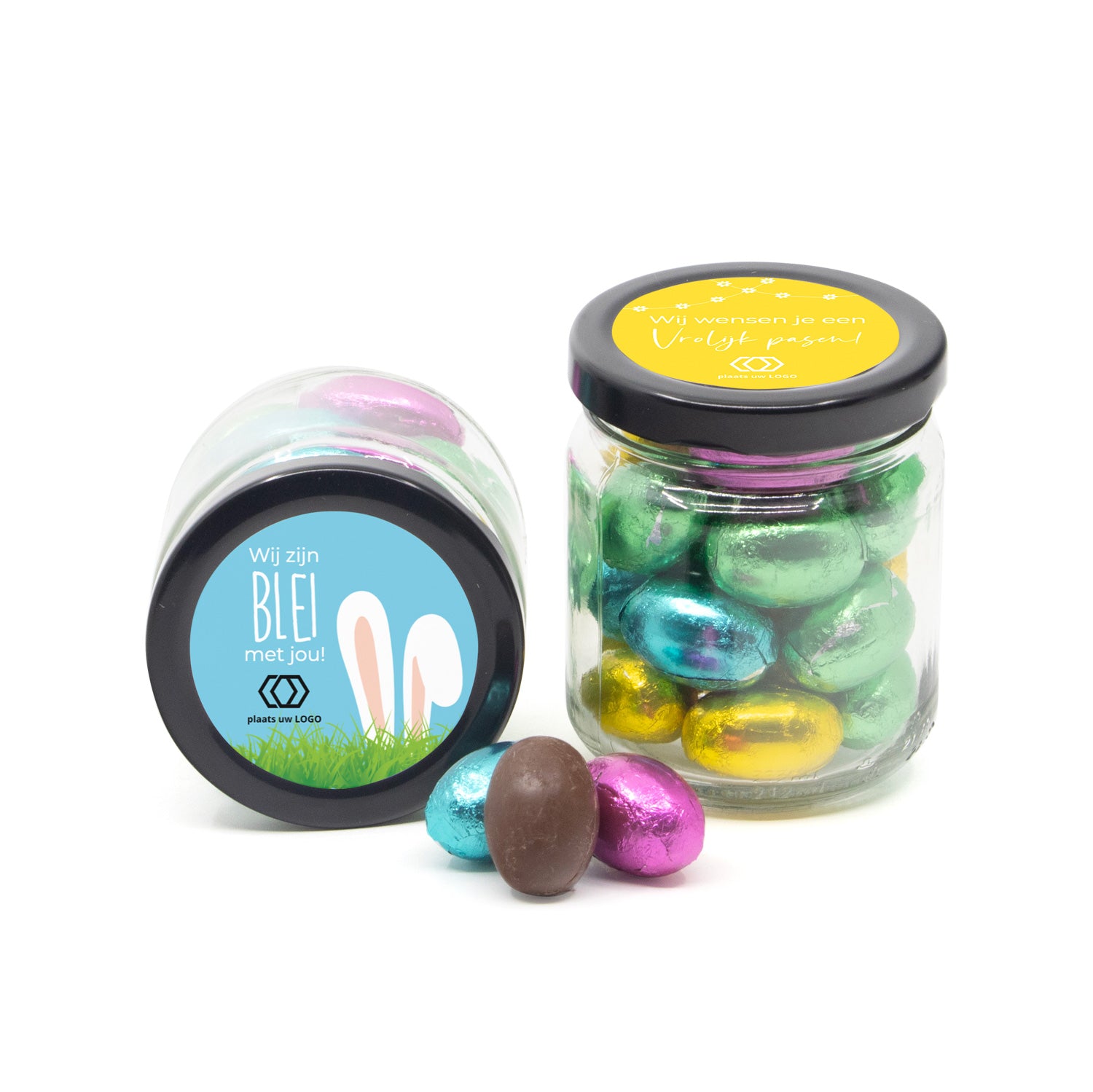 Glazen snoeppotje met paaseitjes - Pasen - Bedankjes.nl
