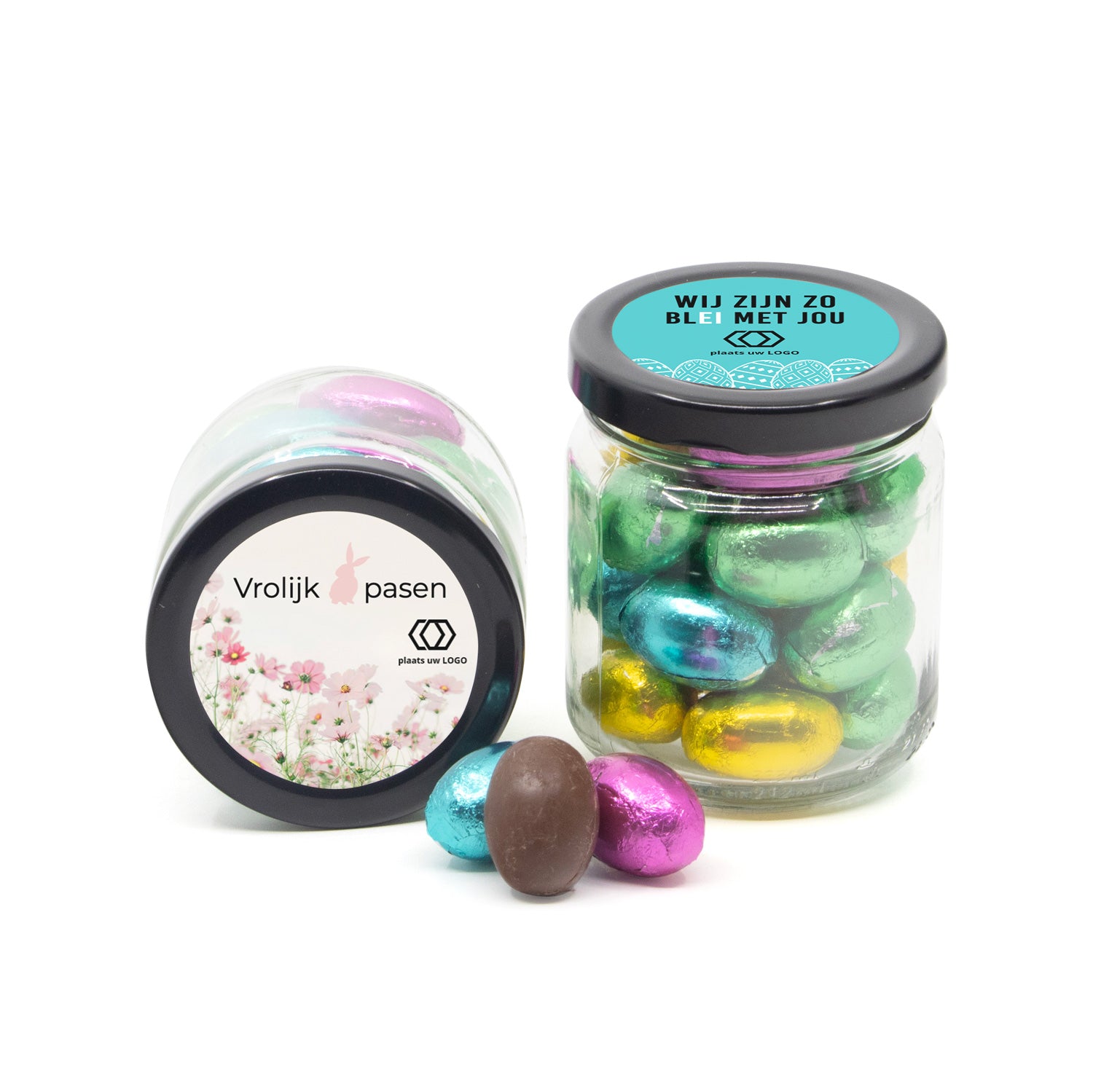 Glazen snoeppotje met paaseitjes - Pasen - Bedankjes.nl