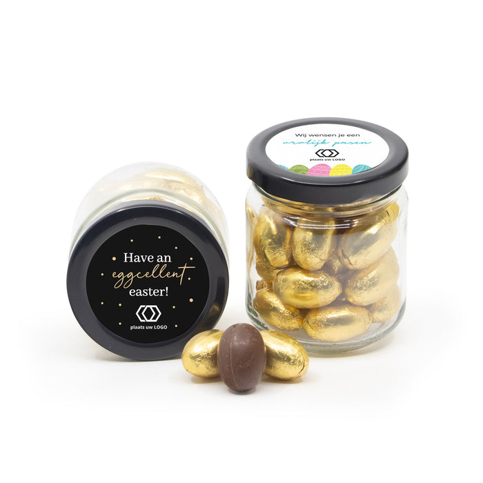 Glazen snoeppotje met paaseitjes - Pasen Glazen snoeppotje met paaseitjes - Pasen