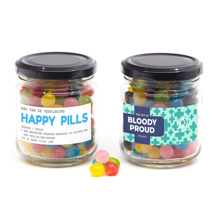Glazen potje met happy pills - Verpleging Glazen potje met happy pills - Verpleging