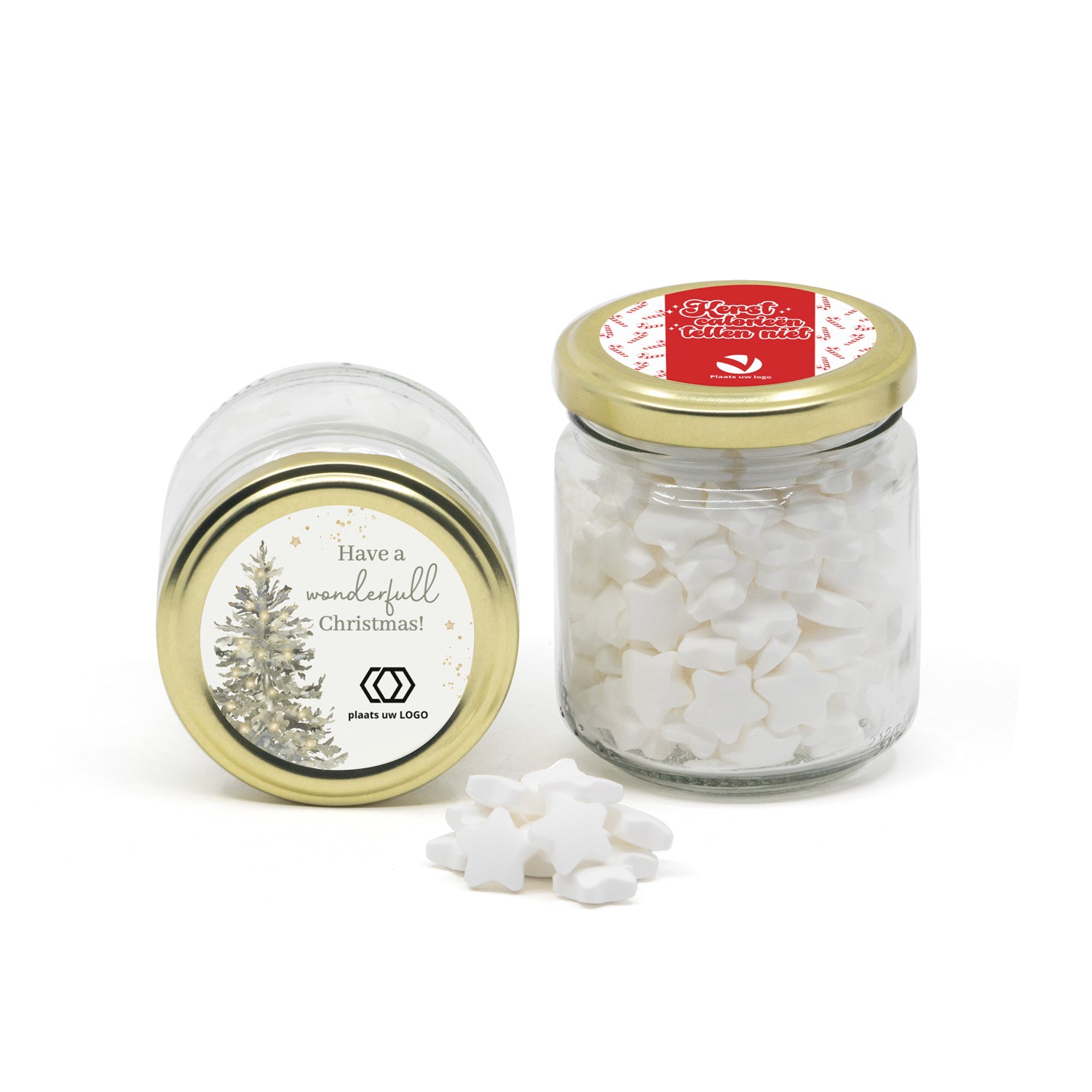 Glazen snoeppotje met eigen etiket - Kerst