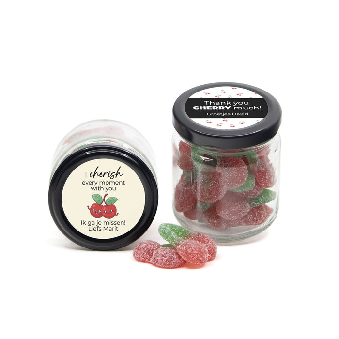 Glazen potje Thank you Cherry Much - Afscheid Collega Glazen potje Thank you Cherry Much - Afscheid Collega