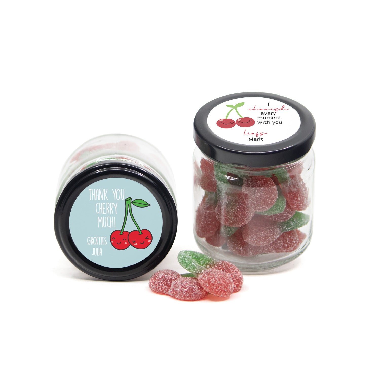 Glazen potje Thank you Cherry Much - Afscheid Collega - Bedankjes.nl