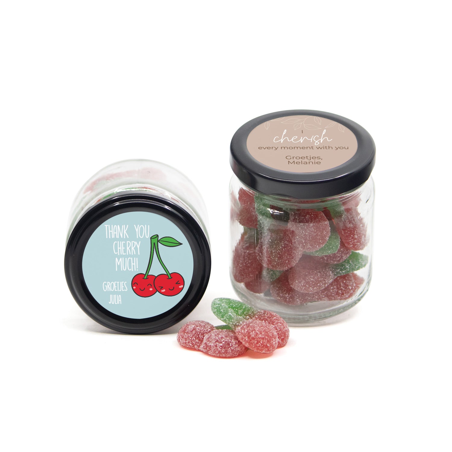 Glazen potje Thank you Cherry Much - Afscheid Collega - Bedankjes.nl