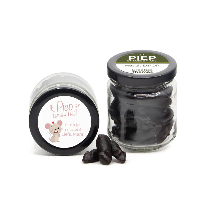 Ik piep er tussenuit in glazen snoeppotje- Afscheid collega Ik piep er tussenuit in glazen snoeppotje- Afscheid collega