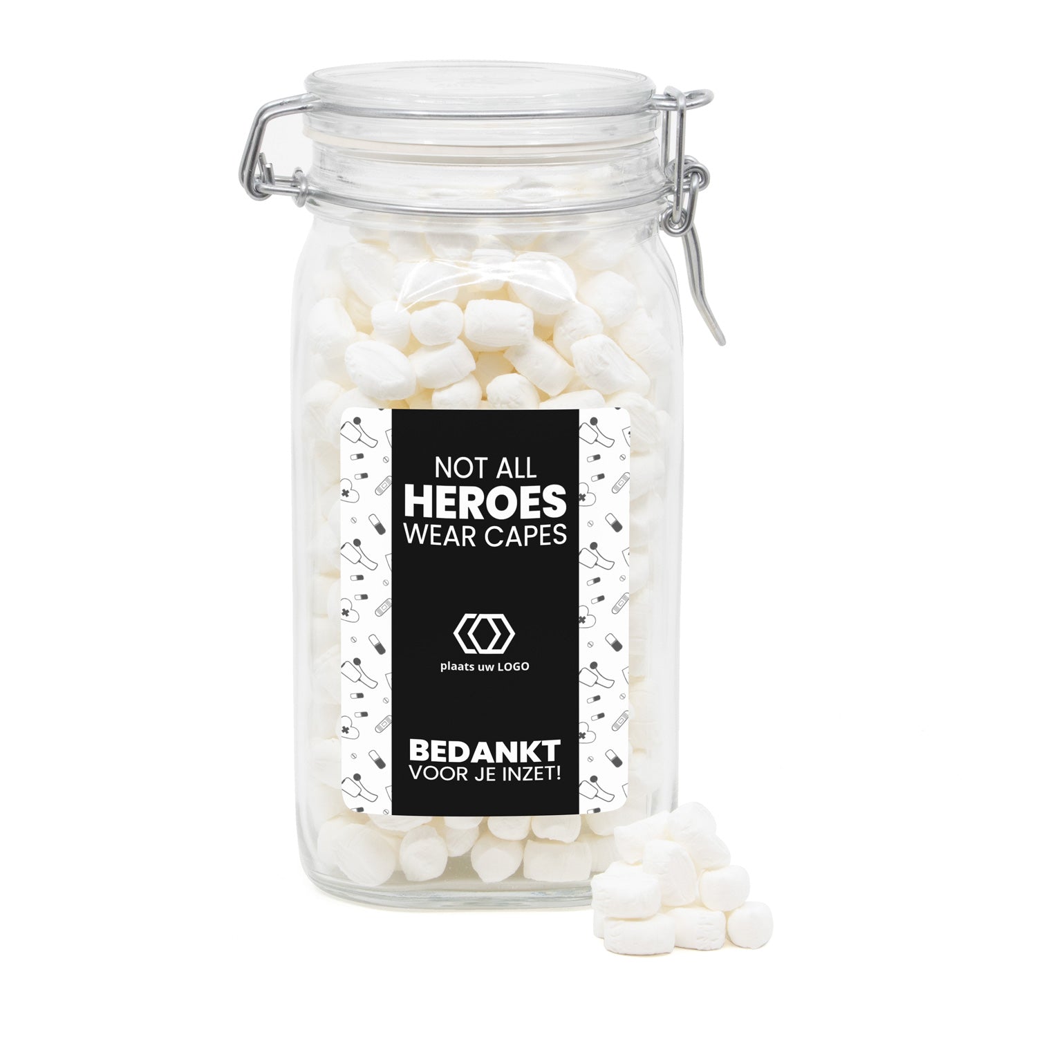 Grote weckpot met eigen ontwerp - Verpleging - Bedankjes.nl