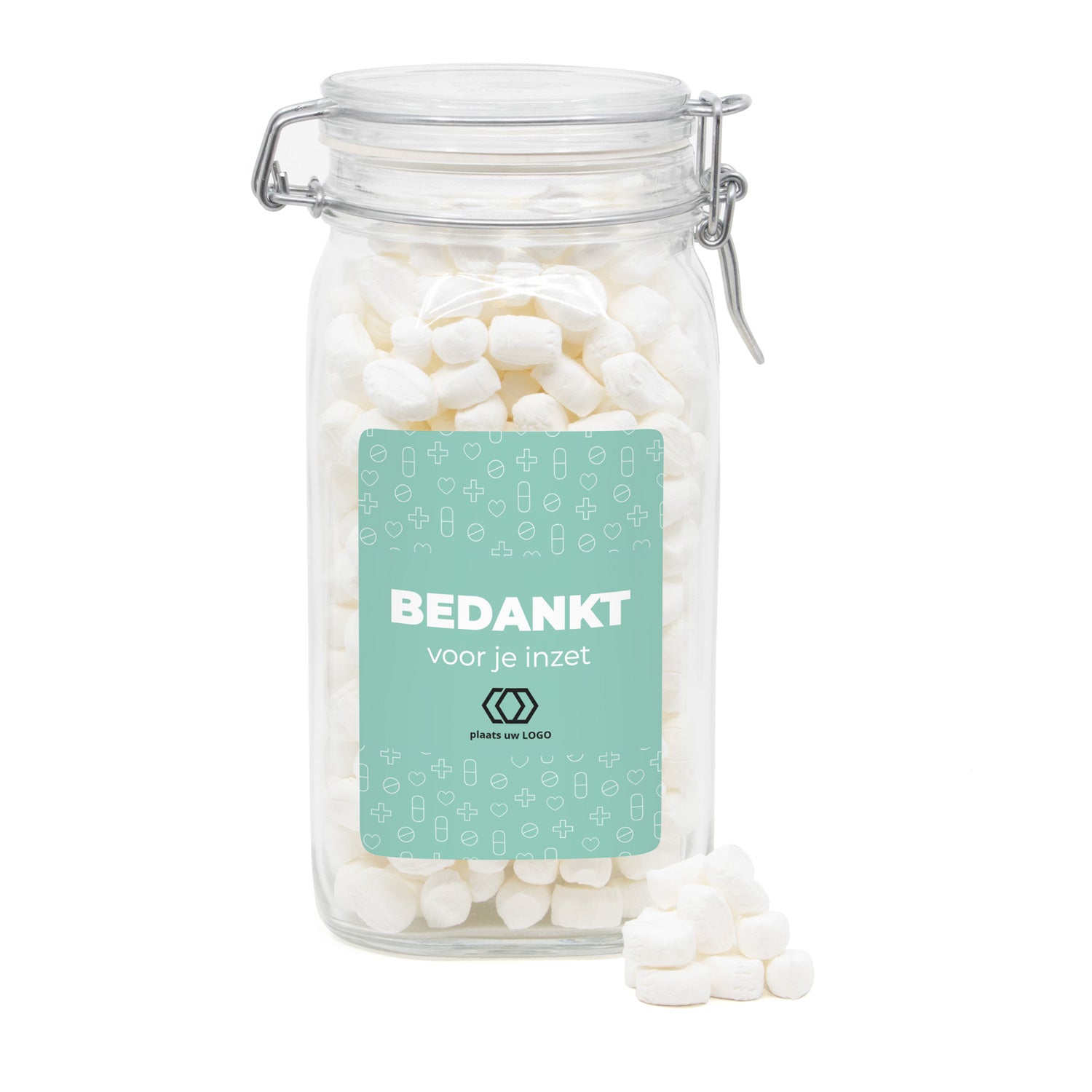 Grote weckpot met eigen ontwerp - Verpleging - Bedankjes.nl