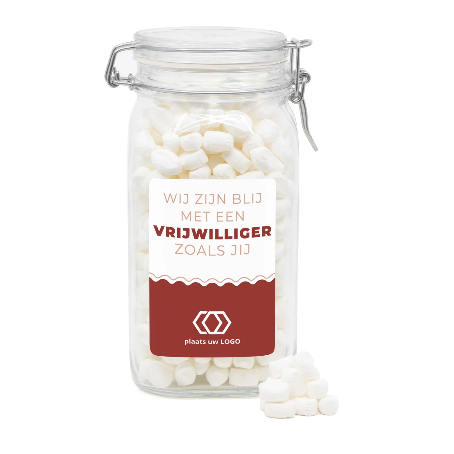 Grote weckpot met eigen ontwerp - Vrijwilliger - Bedankjes.nl