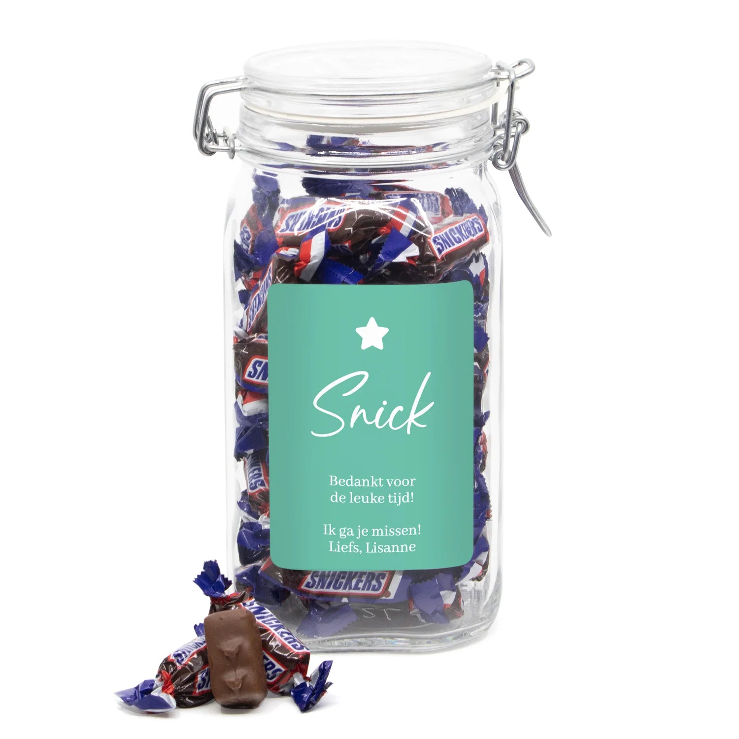 Snick... Ik ga ervandoor! in grote weckpot - Collega - Bedankjes.nl