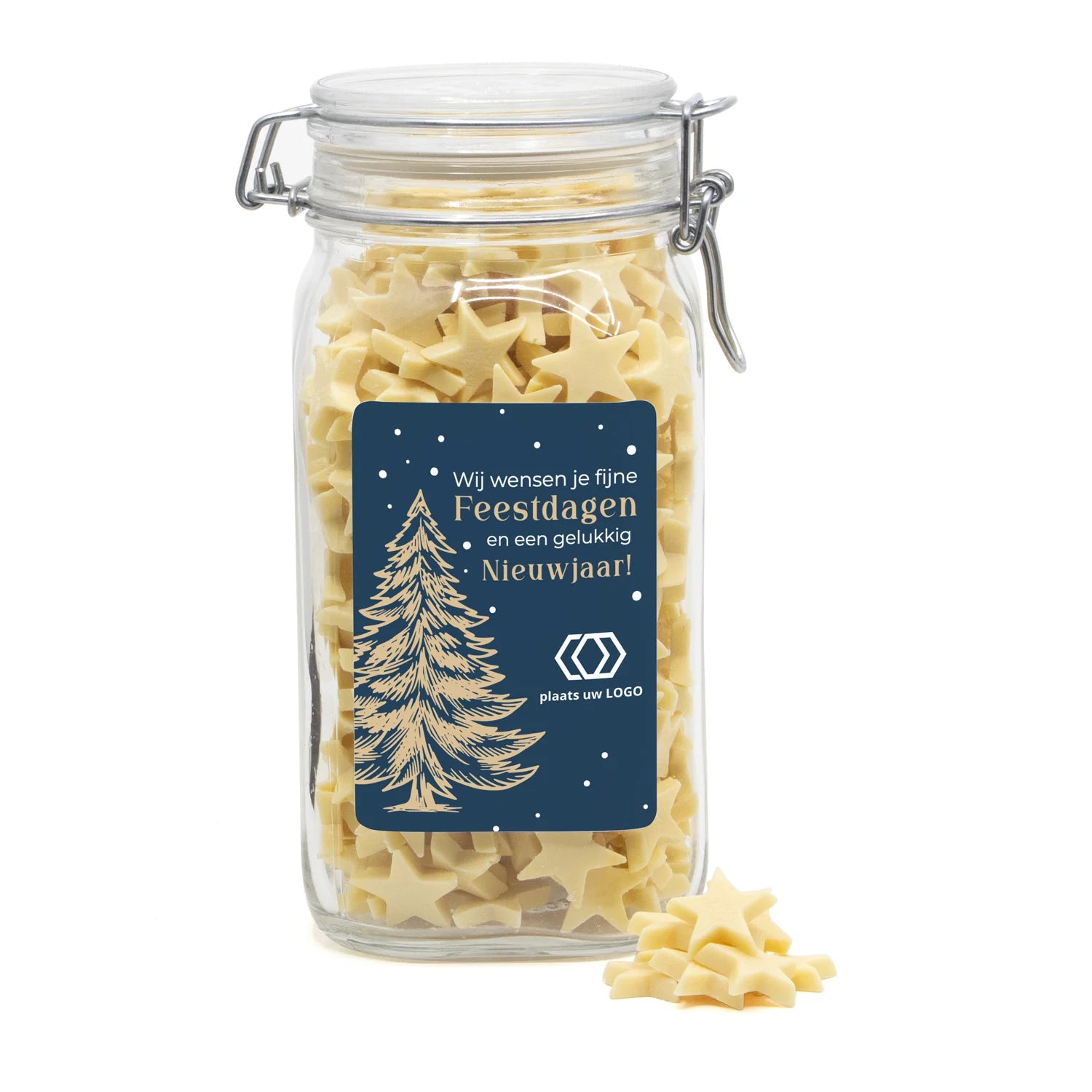 Grote snoeppot met eigen logo - Kerst - Bedankjes.nl