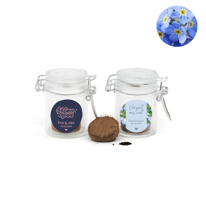 Vergeet me nietjes kweeksetje in mini weckpotje - Trouwen Vergeet me nietjes kweeksetje in mini weckpotje - Trouwen