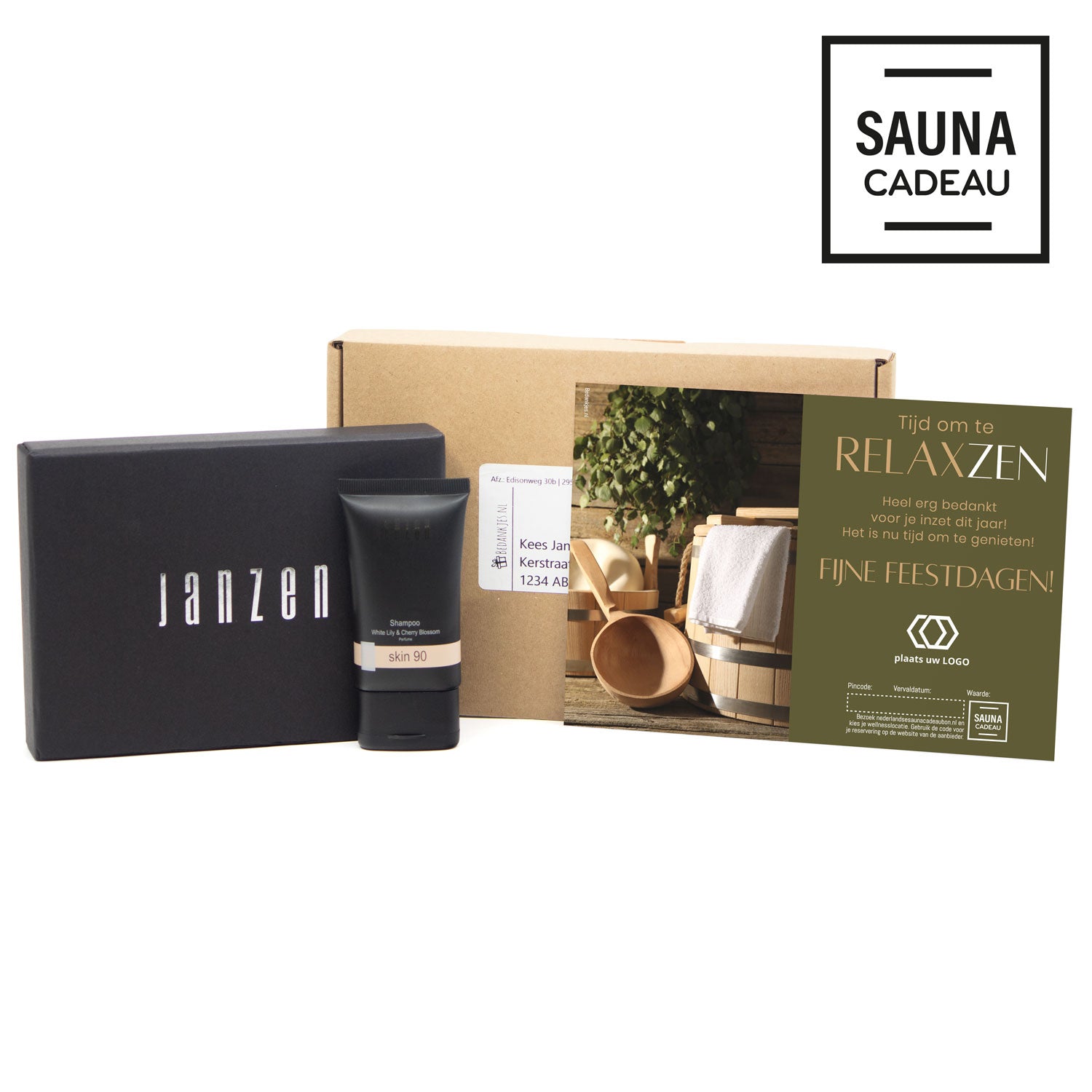 Wellness pakketje met eigen kaart - Kerst - Bedankjes.nl