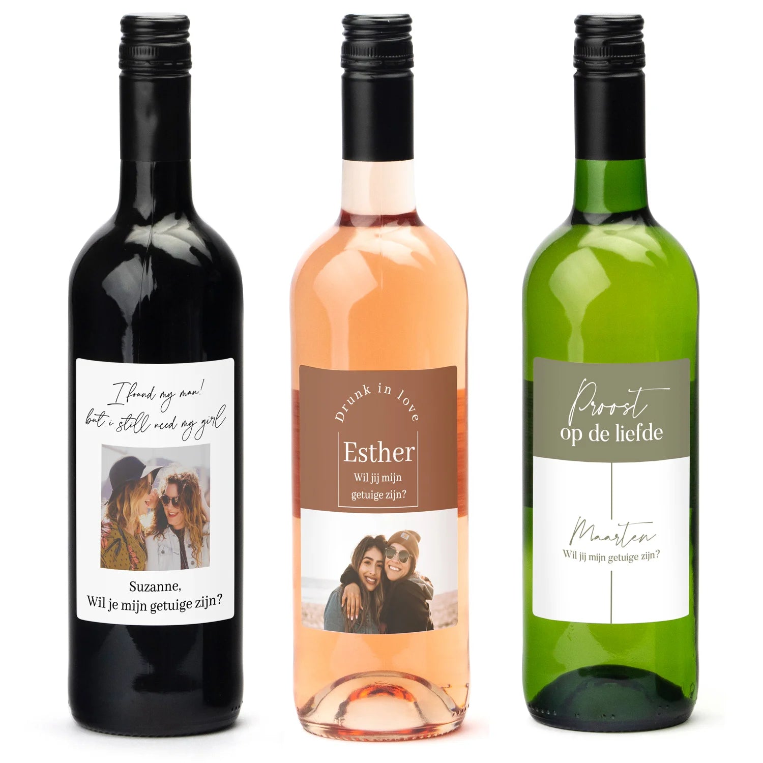 Fles wijn met persoonlijk etiket - Getuige - Bedankjes.nl