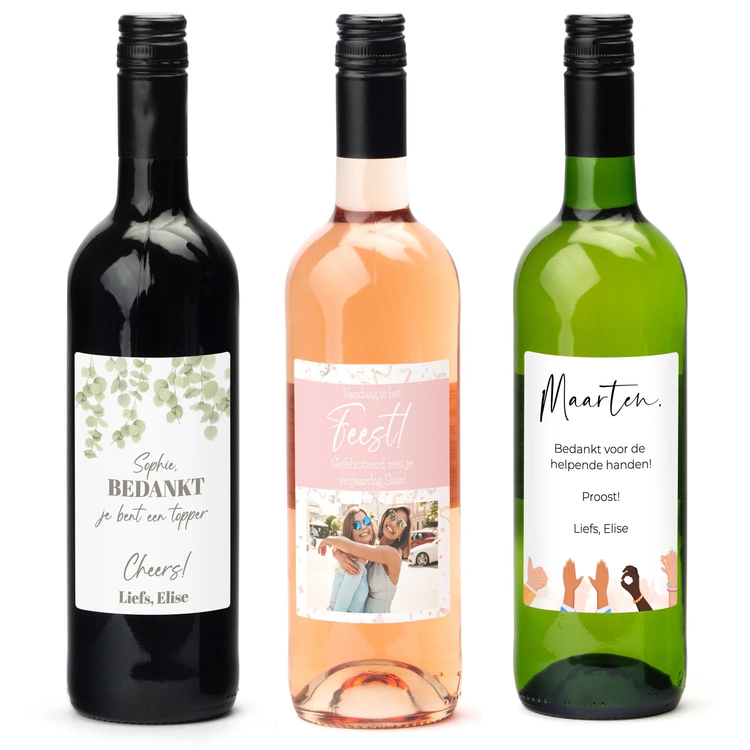 Fles wijn met persoonlijk etiket - Bedankje - Bedankjes.nl