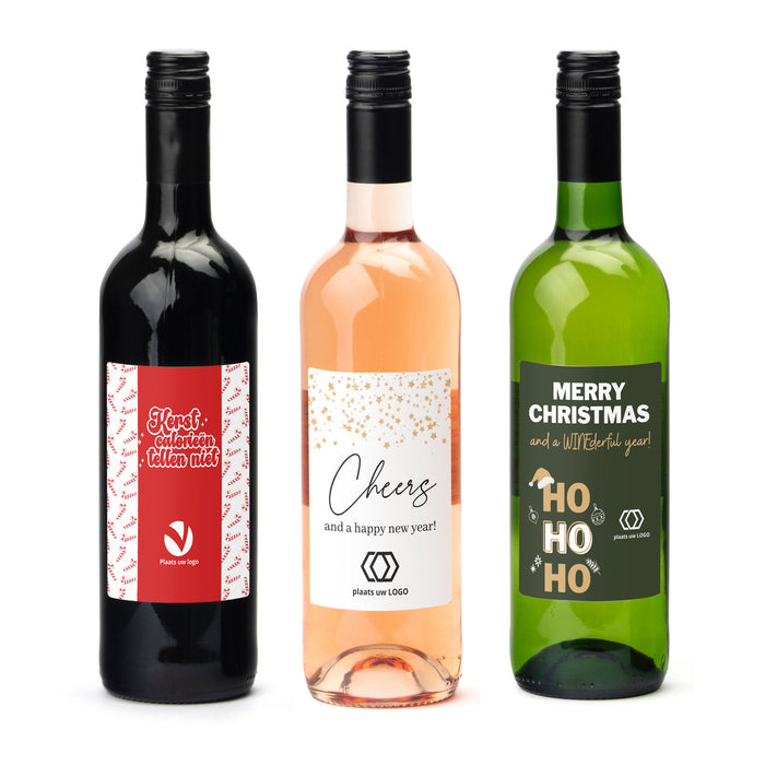 Fles wijn met eigen logo op etiket - Kerst Fles wijn met eigen logo op etiket - Kerst