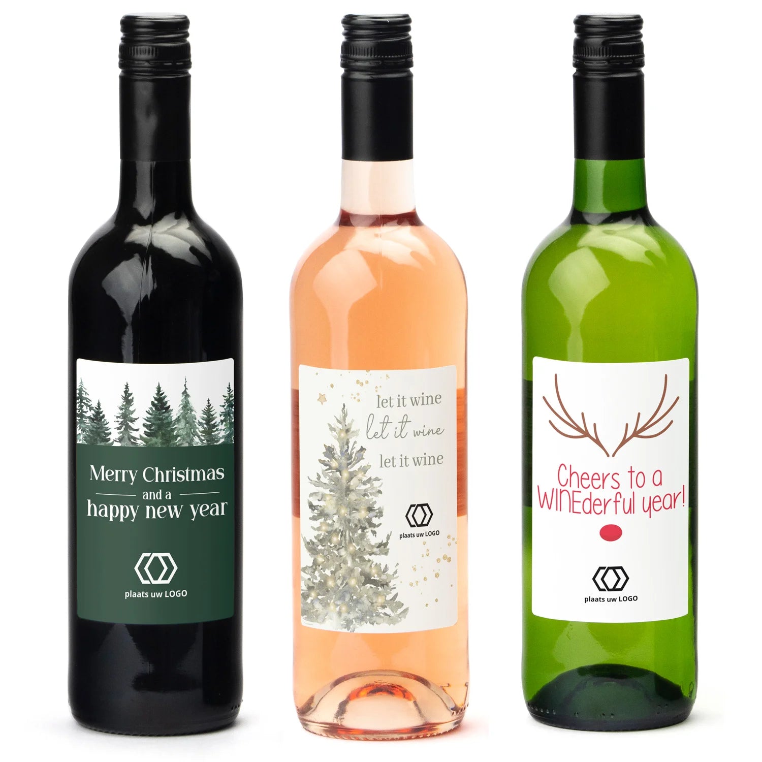 Fles wijn met eigen logo op etiket - Kerst - Bedankjes.nl