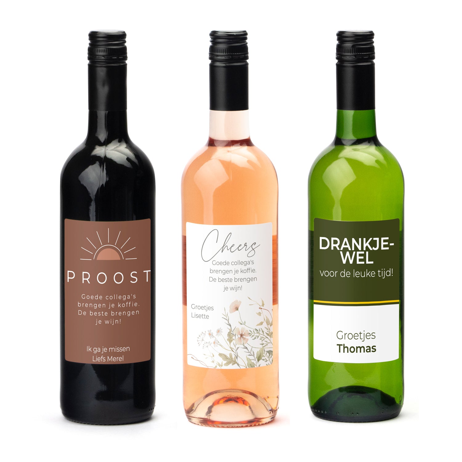 Fles wijn met persoonlijk etiket - Collega