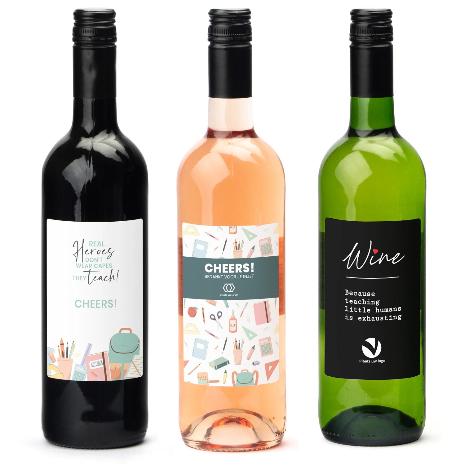 Fles wijn met persoonlijk etiket - Leraar - Bedankjes.nl