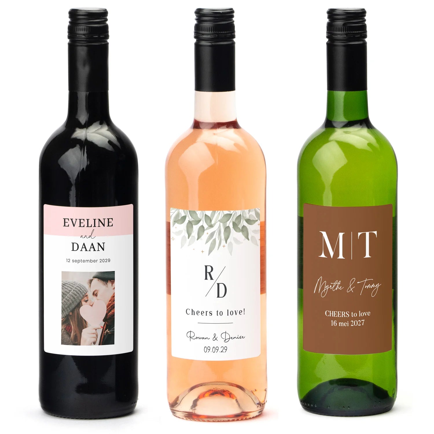 Fles wijn met persoonlijk etiket - Trouwen - Bedankjes.nl