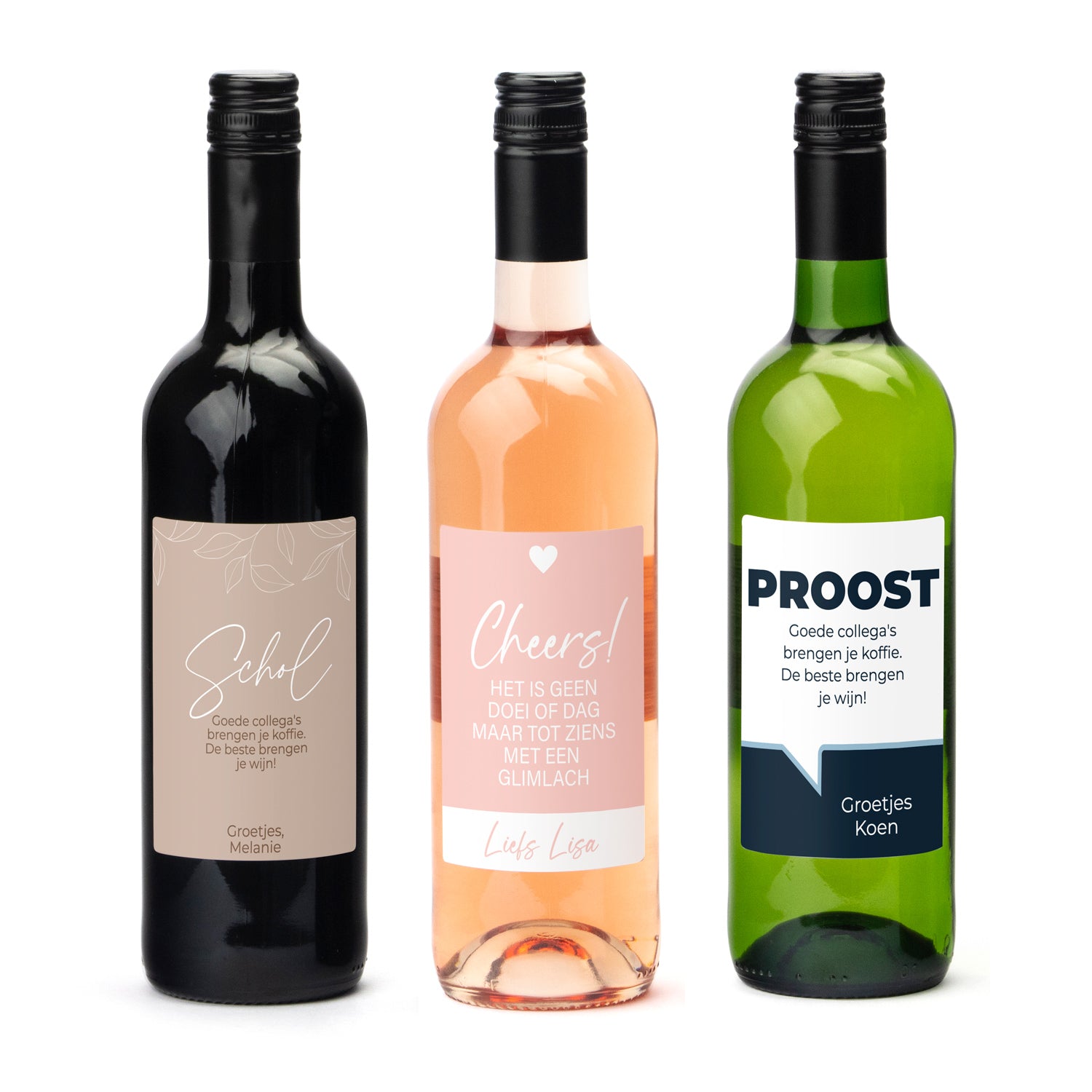 Fles wijn met persoonlijk etiket - Collega