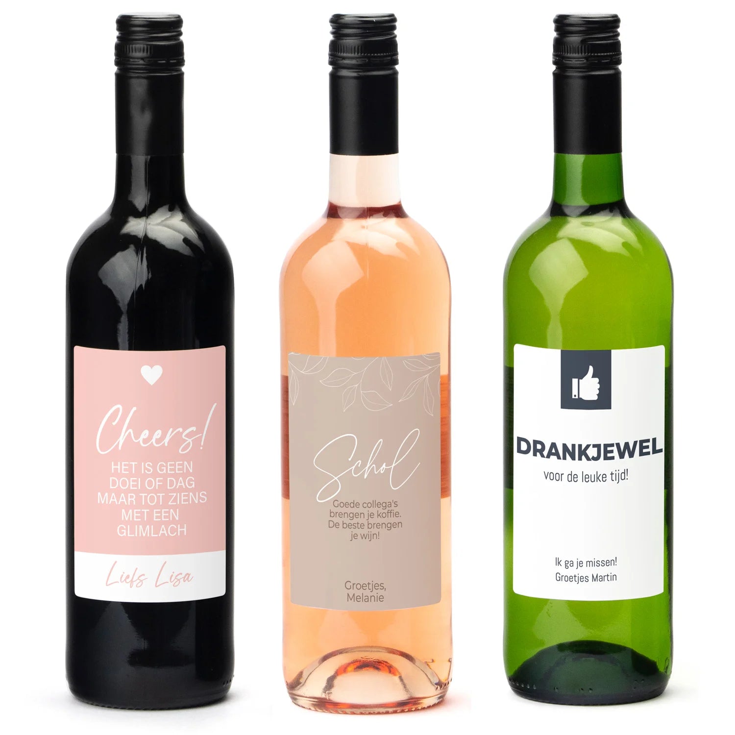 Fles wijn met persoonlijk etiket - Collega - Bedankjes.nl