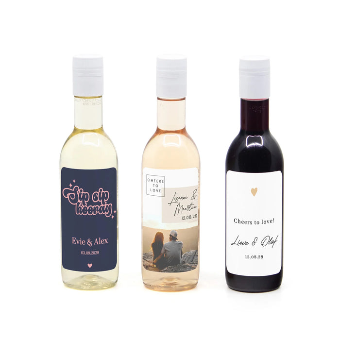 Klein flesje wijn met persoonlijk etiket - Trouwen Klein flesje wijn met persoonlijk etiket - Trouwen