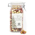 Grote pot met chocopearls met eigen logo - Kerst - Bedankjes.nl