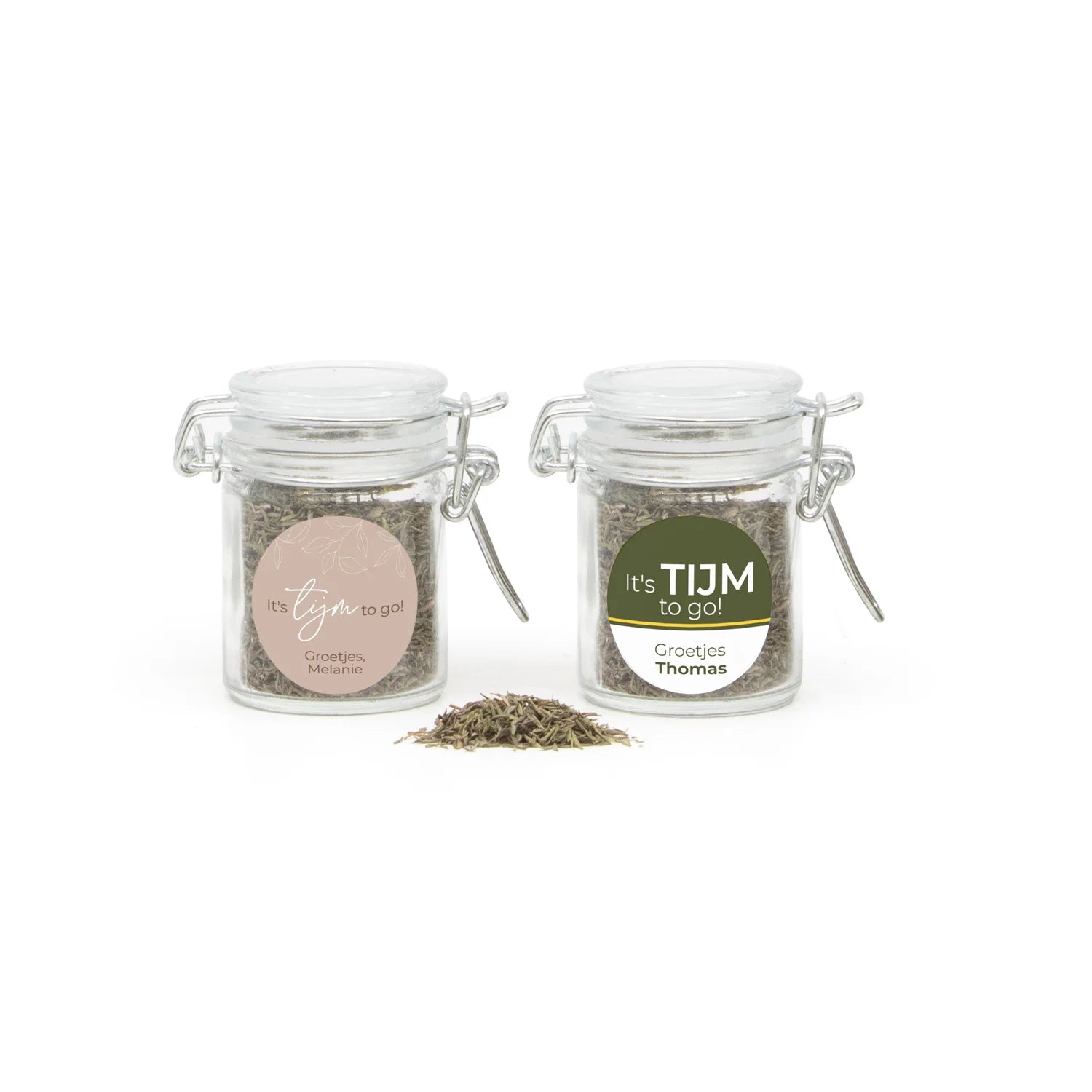 Mini weckpotje met Tijm - Afscheid Collega's - Bedankjes.nl