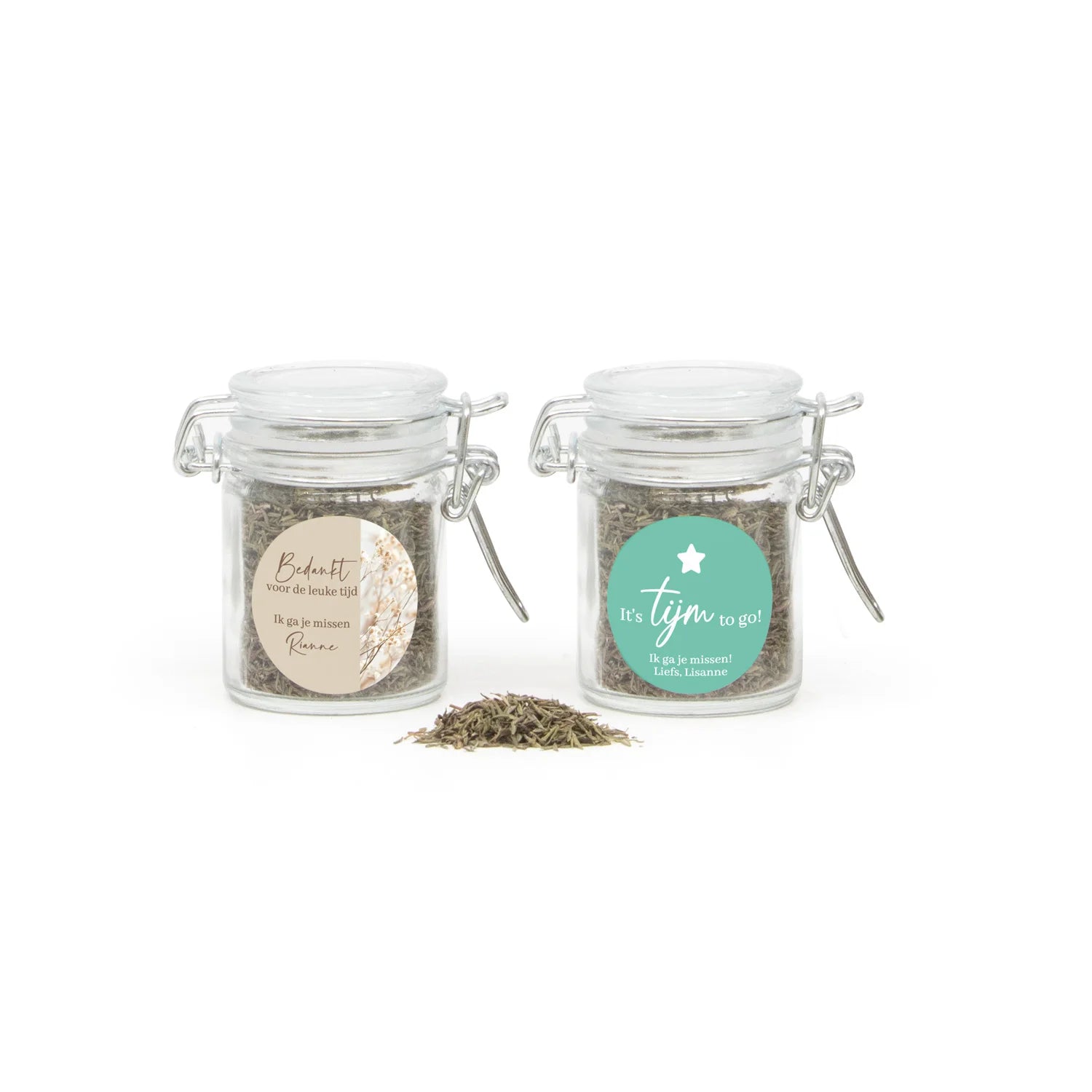 Mini weckpotje met Tijm - Afscheid Collega's - Bedankjes.nl