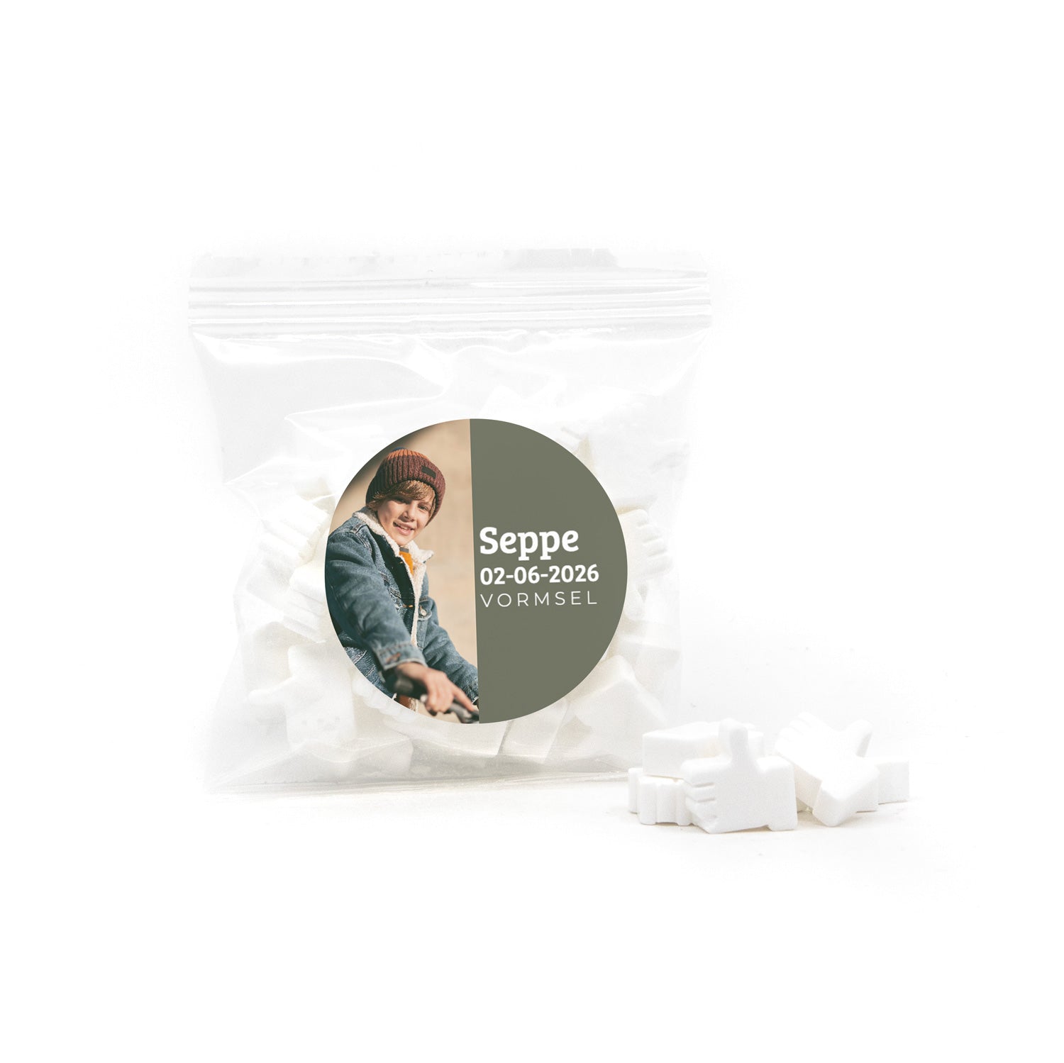 Zakje mint duimpjes - Communie Jongens - Bedankjes.nl