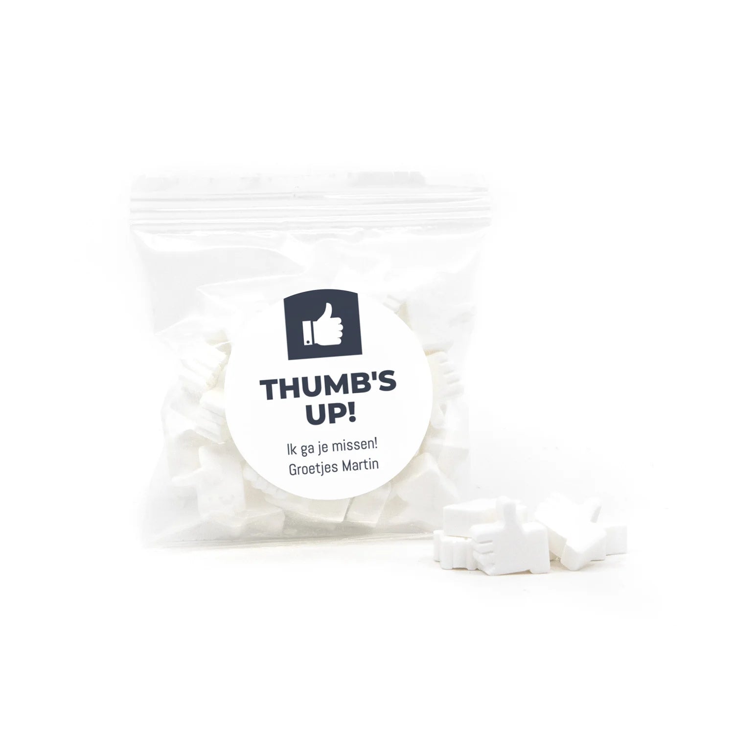 Zakje mint duimpjes - Afscheid collega - Bedankjes.nl