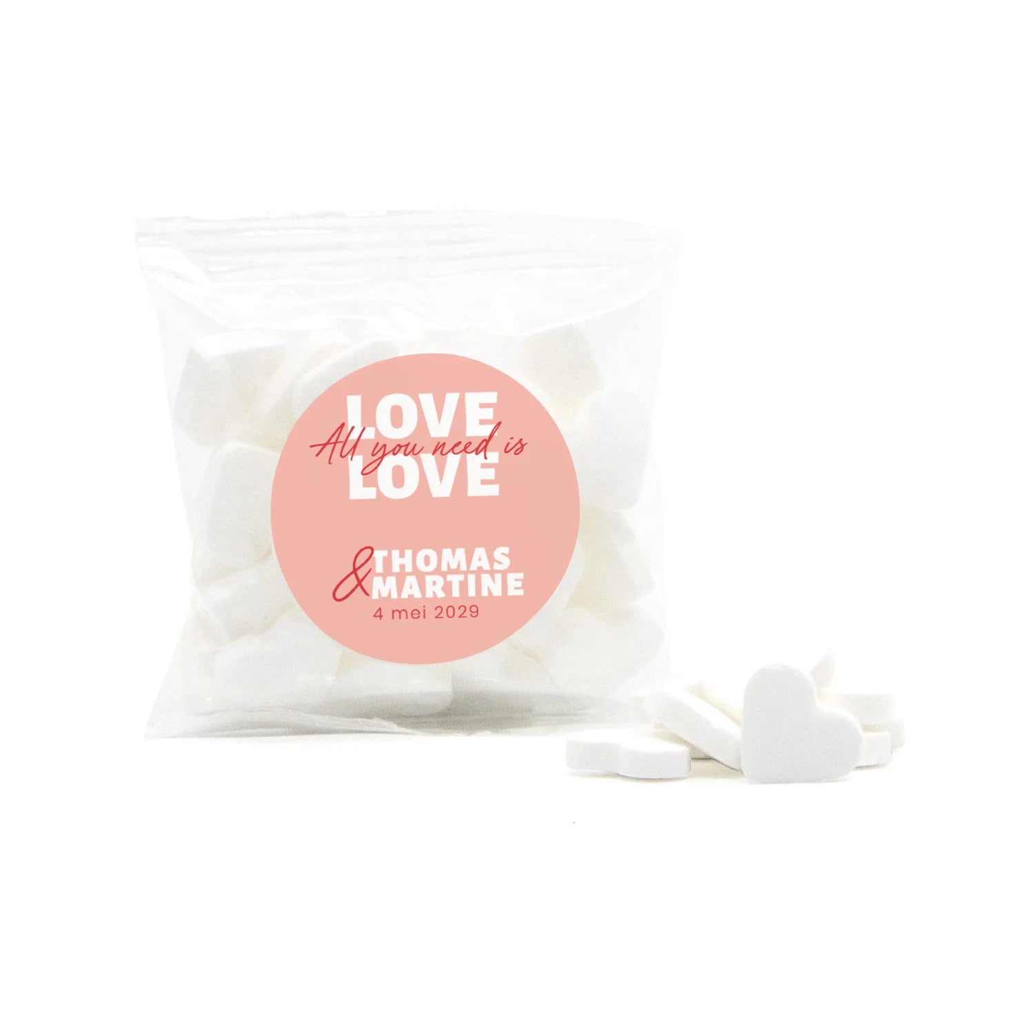 Zakje minthartjes - Trouwen - Bedankjes.nl