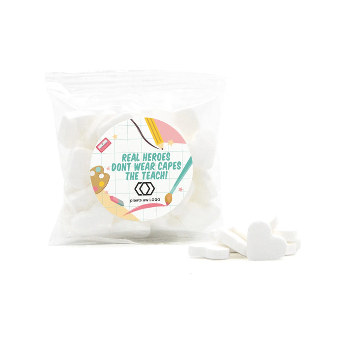 Zakje minthartjes met eigen etiket - Leraar Zakje minthartjes met eigen etiket - Leraar