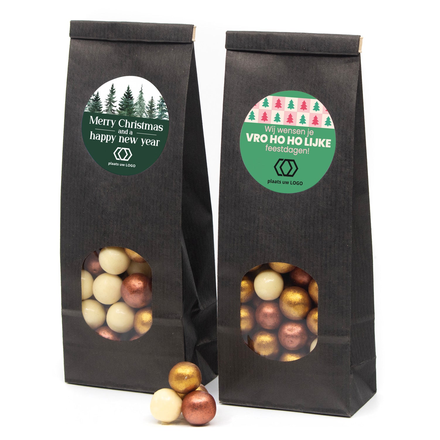 Zwart kraftzakje met kerstvulling - Kerst