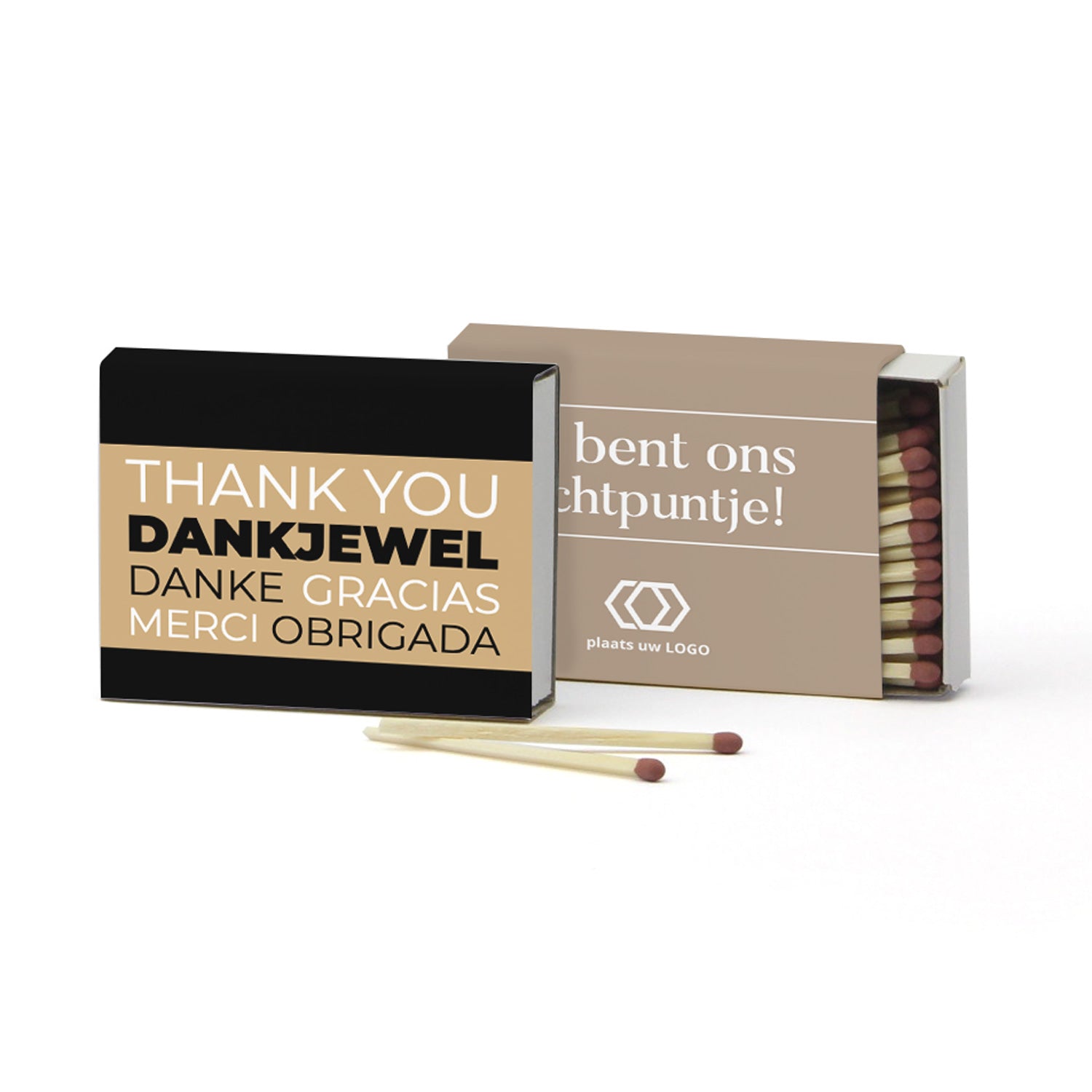 Luciferdoosje met etiket - Zakelijk - Bedankjes.nl