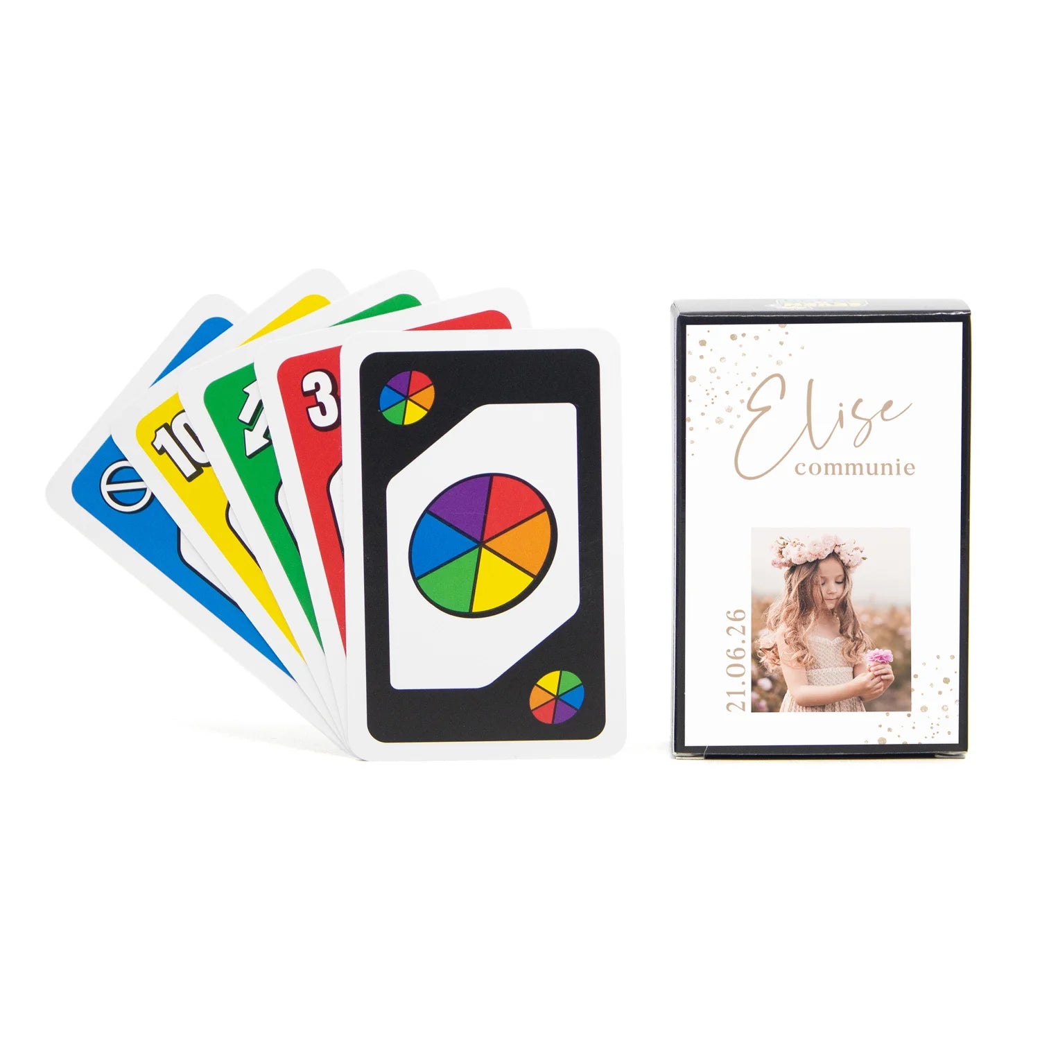 Seven to zero kaartspel met etiket - Communie meisjes - Bedankjes.nl