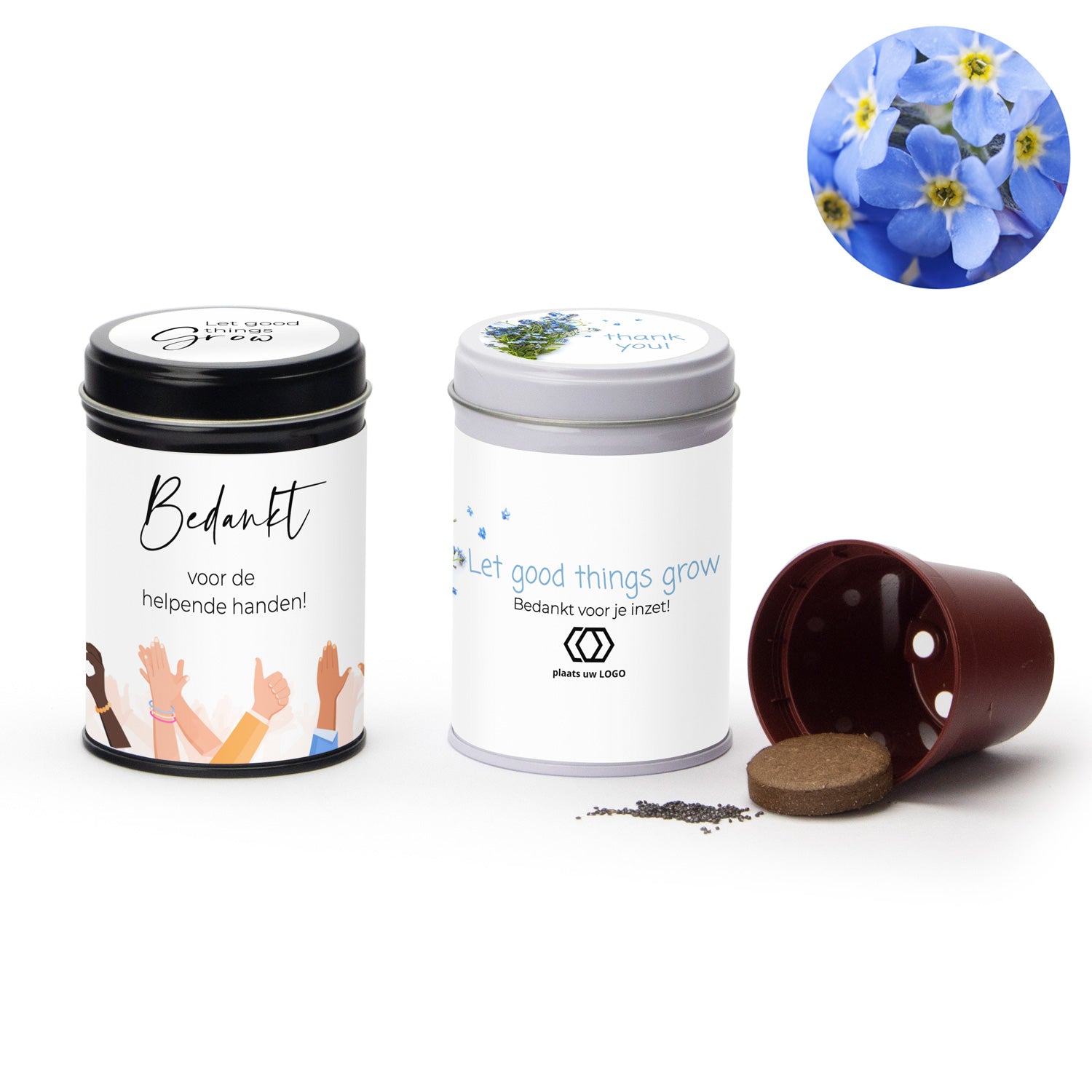 Vergeet mij nietjes met eigen wikkel - Zakelijk - Bedankjes.nl