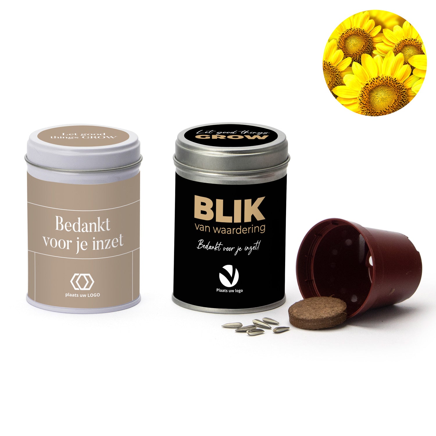 Zonnebloem kweeksetje met eigen wikkel - Zakelijk - Bedankjes.nl