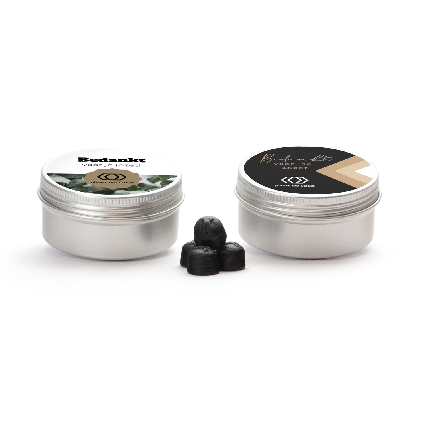 Aluminium blikje met snoepjes - Zakelijk - Bedankjes.nl