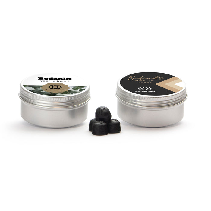 Aluminium blik met snoepjes - Zakelijk Aluminium blik met snoepjes - Zakelijk