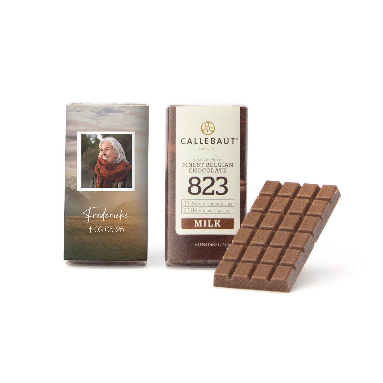 Callebaut mini chocoladereep (25 stuks) - Afscheid Dierbare - Bedankjes.nl
