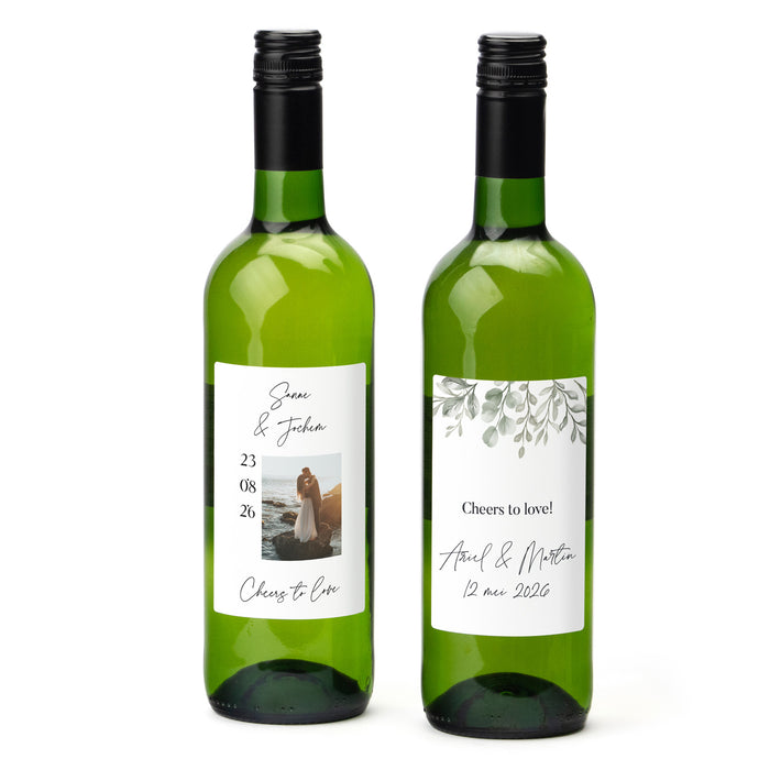 Fles Witte wijn met eigen etiket - Trouwen