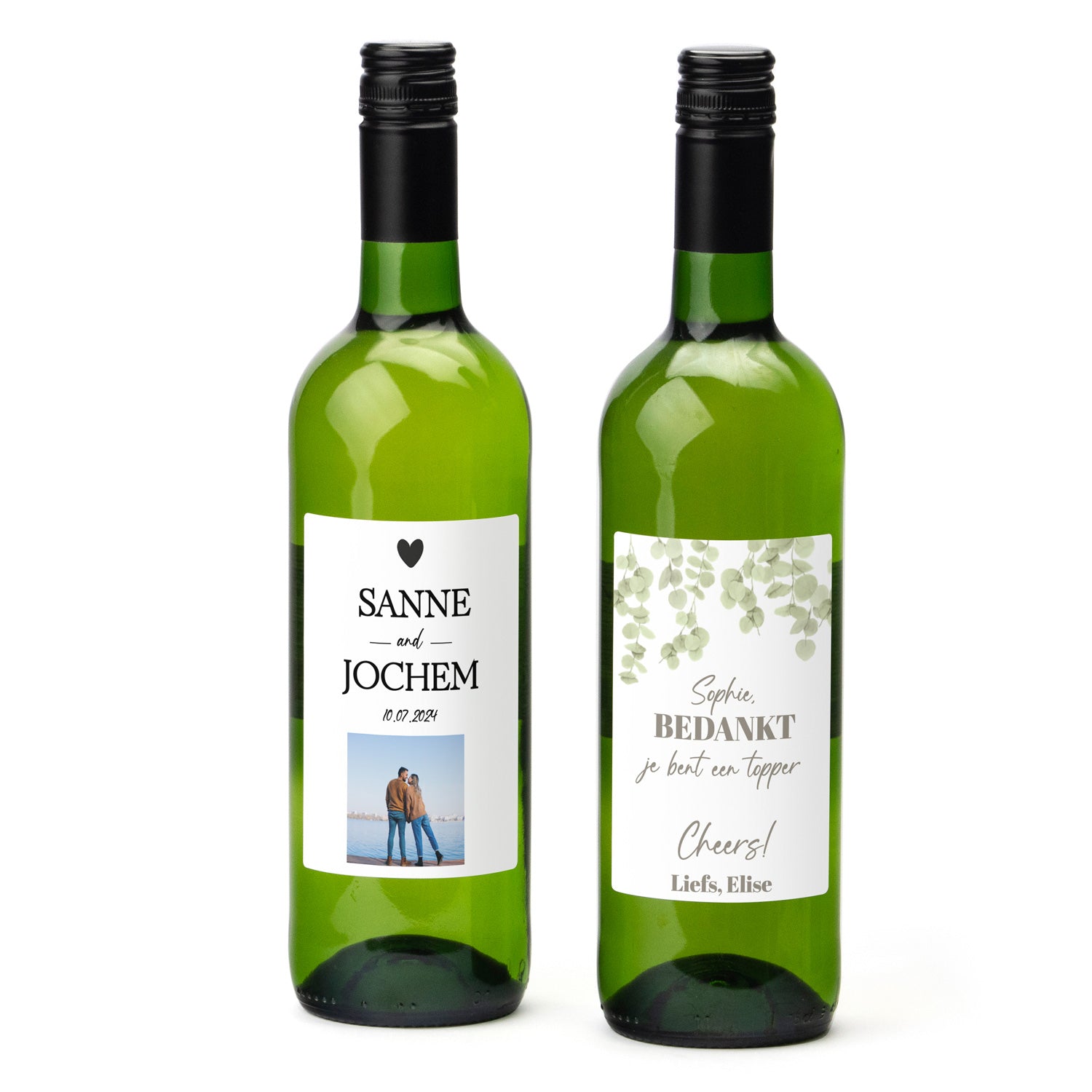 Fles Witte wijn met eigen etiket - Bedankje - Bedankjes.nl