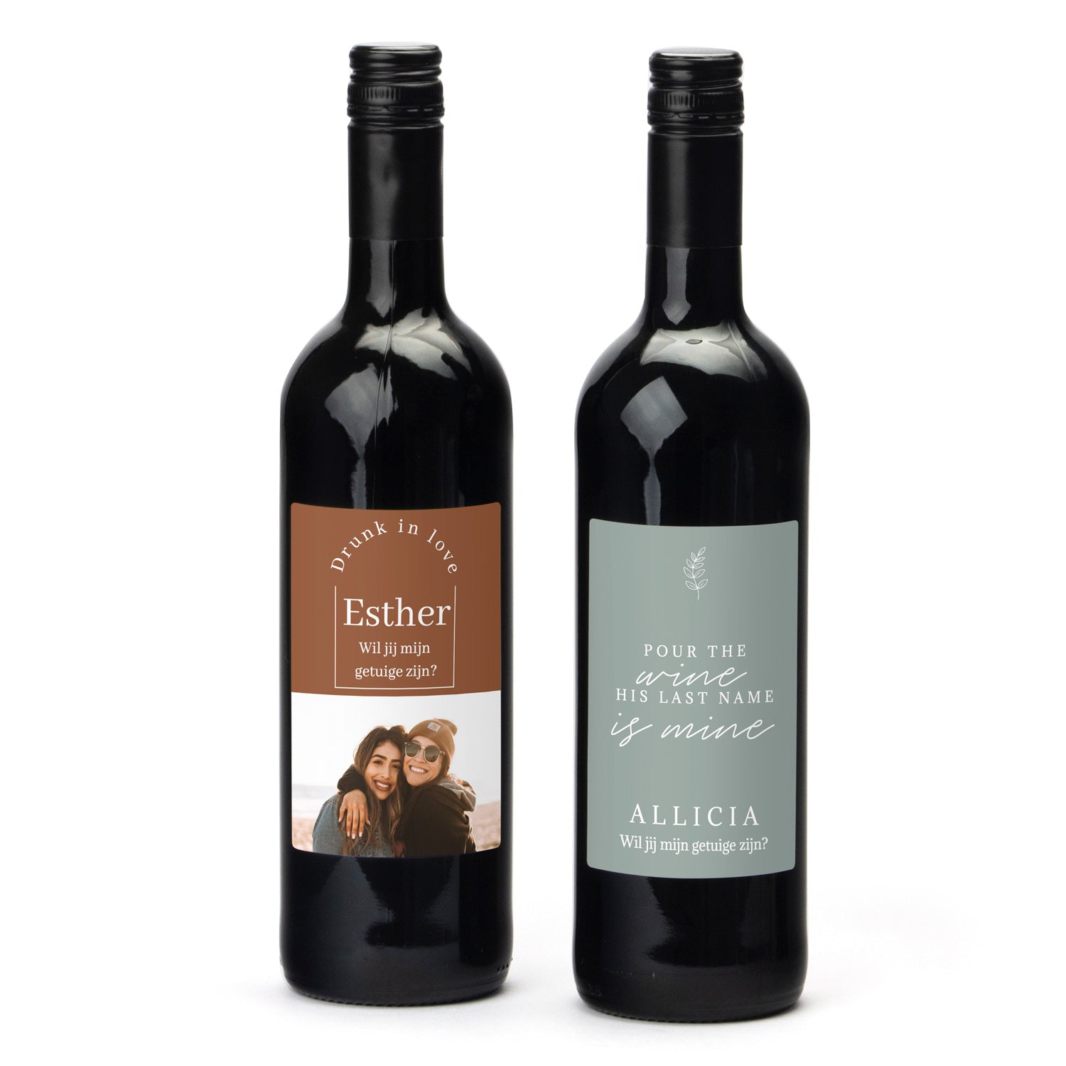 Fles Rode wijn met persoonlijk etiket - Getuige - Bedankjes.nl