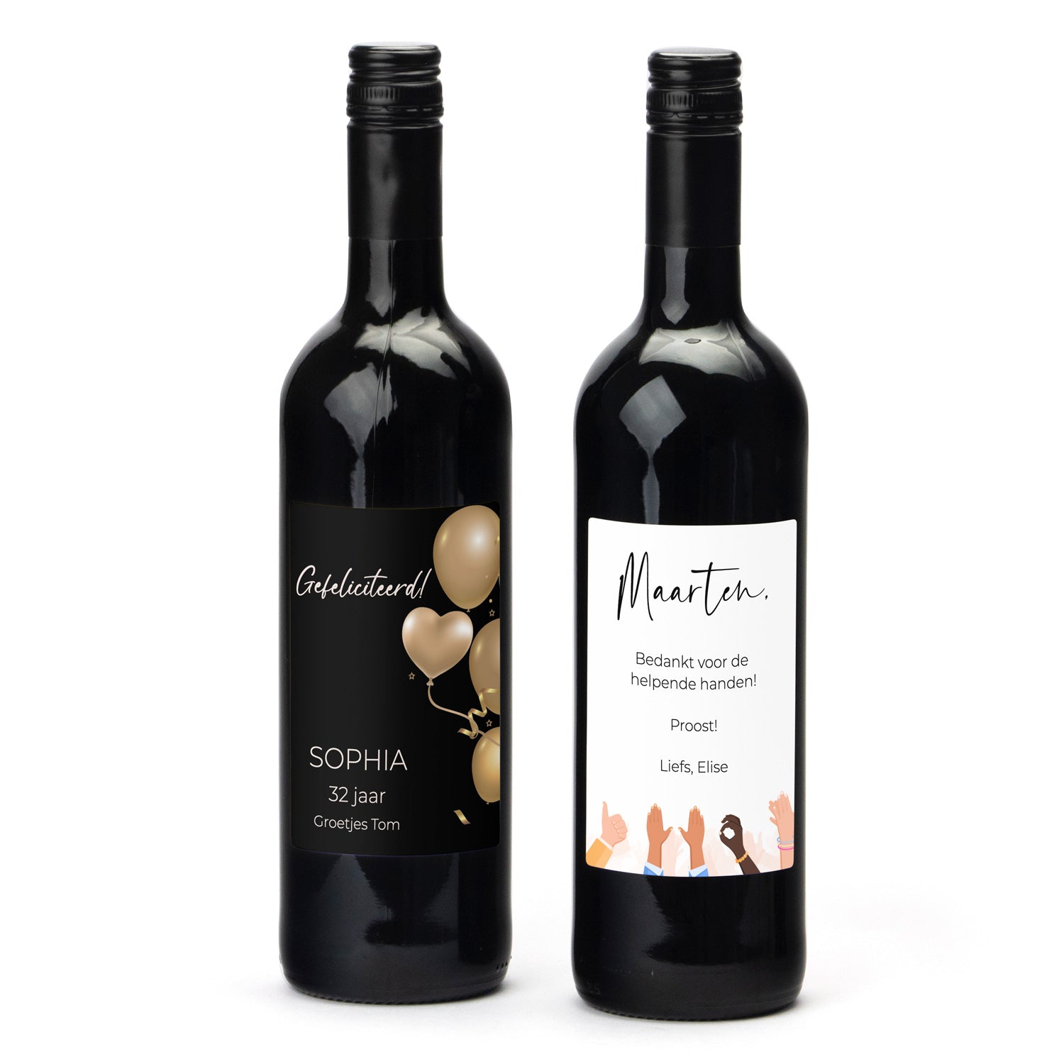 Fles Rode wijn met persoonlijk etiket - Bedankje - Bedankjes.nl