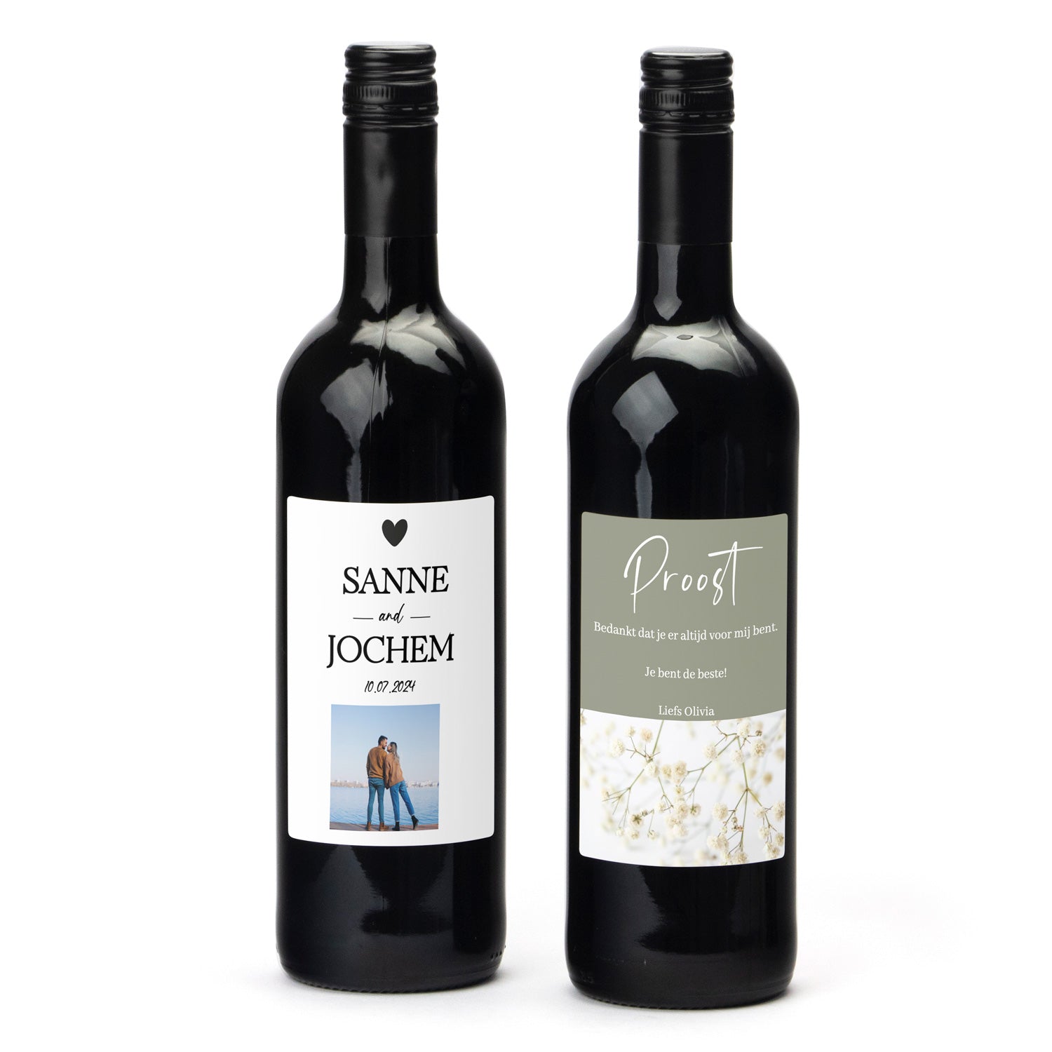 Fles Rode wijn met persoonlijk etiket - Bedankje - Bedankjes.nl