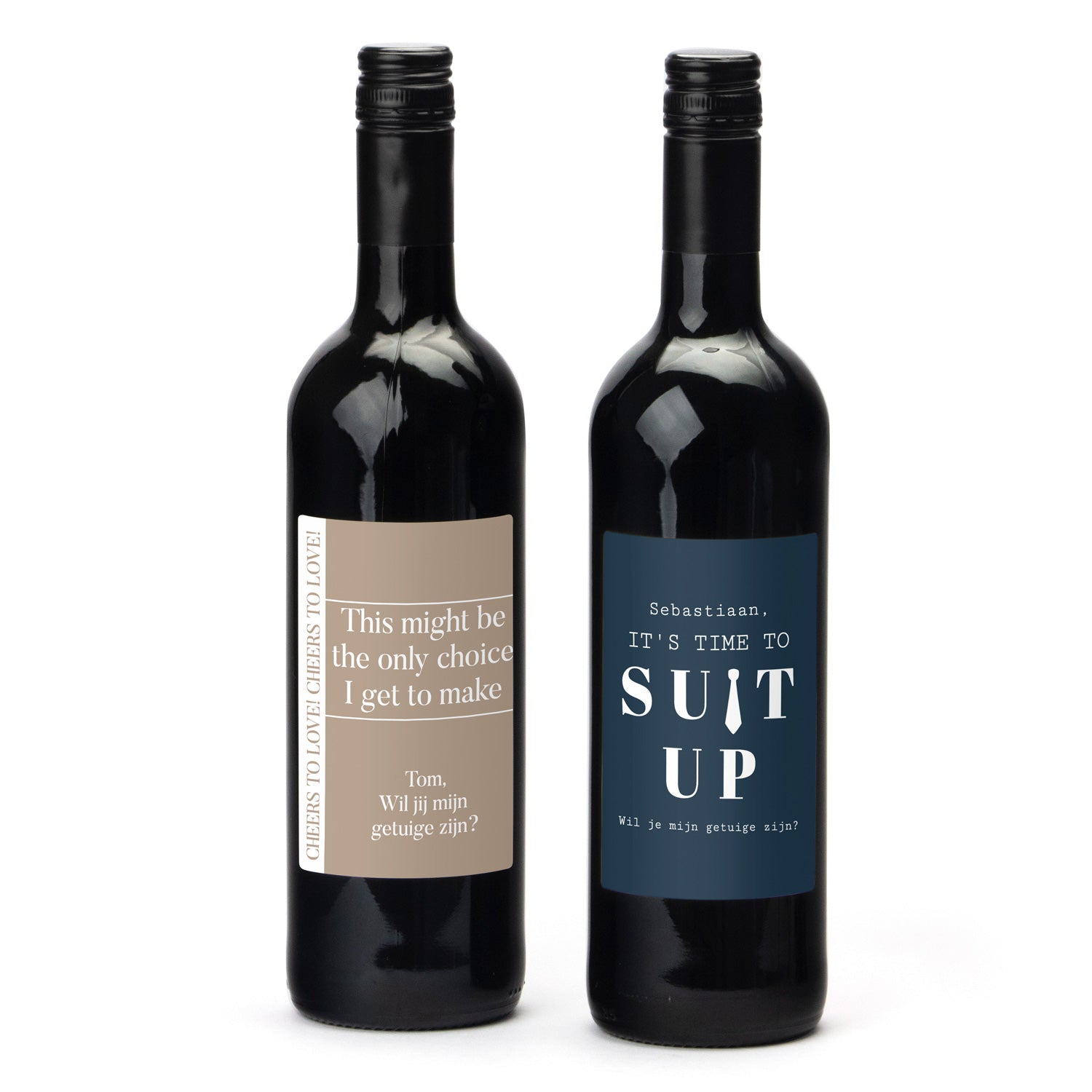 Fles Rode wijn met persoonlijk etiket - Getuige - Bedankjes.nl