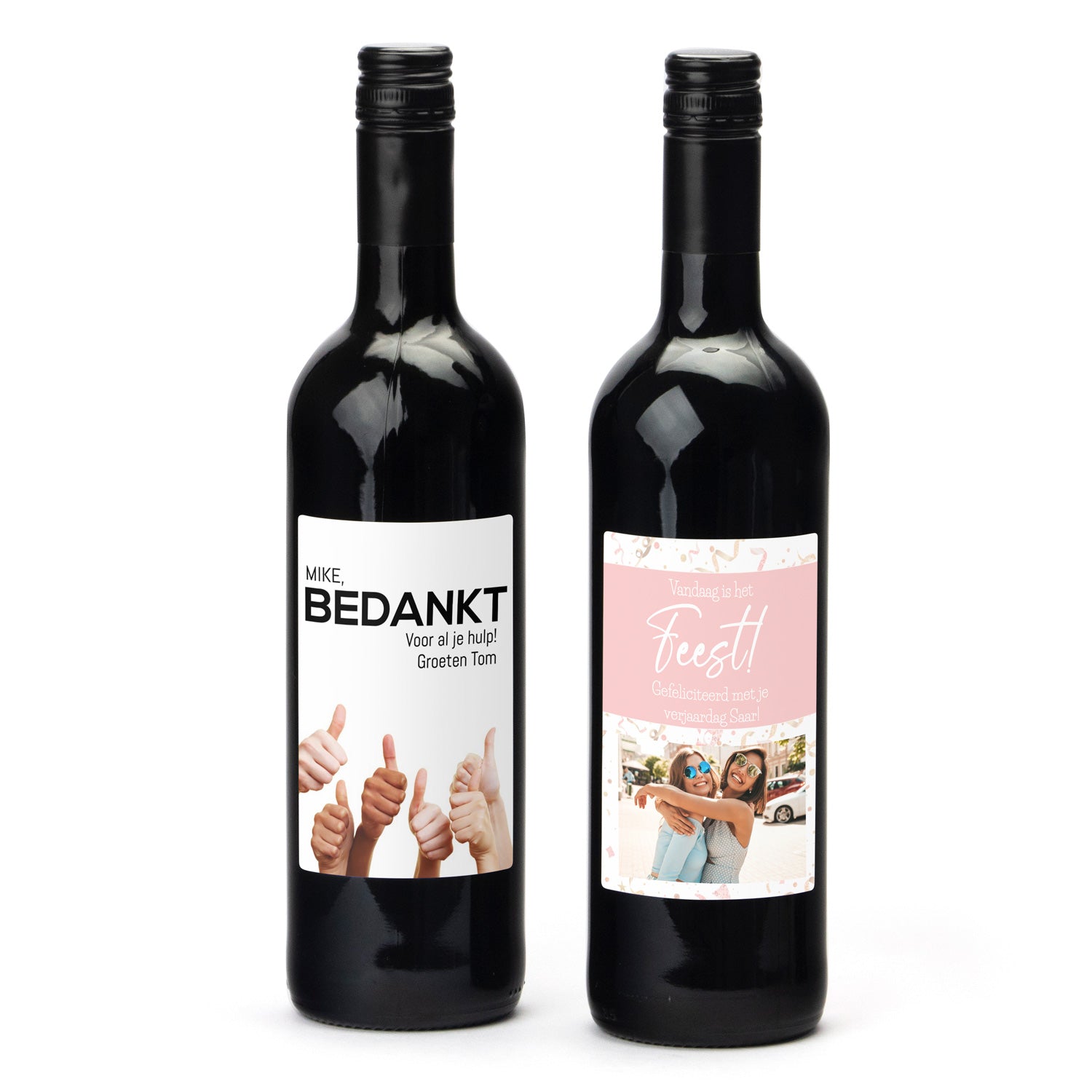 Fles Rode wijn met persoonlijk etiket - Bedankje - Bedankjes.nl