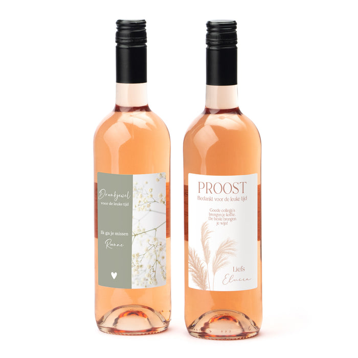 Fles Rosé wijn met persoonlijk etiket - Afscheid Collega's